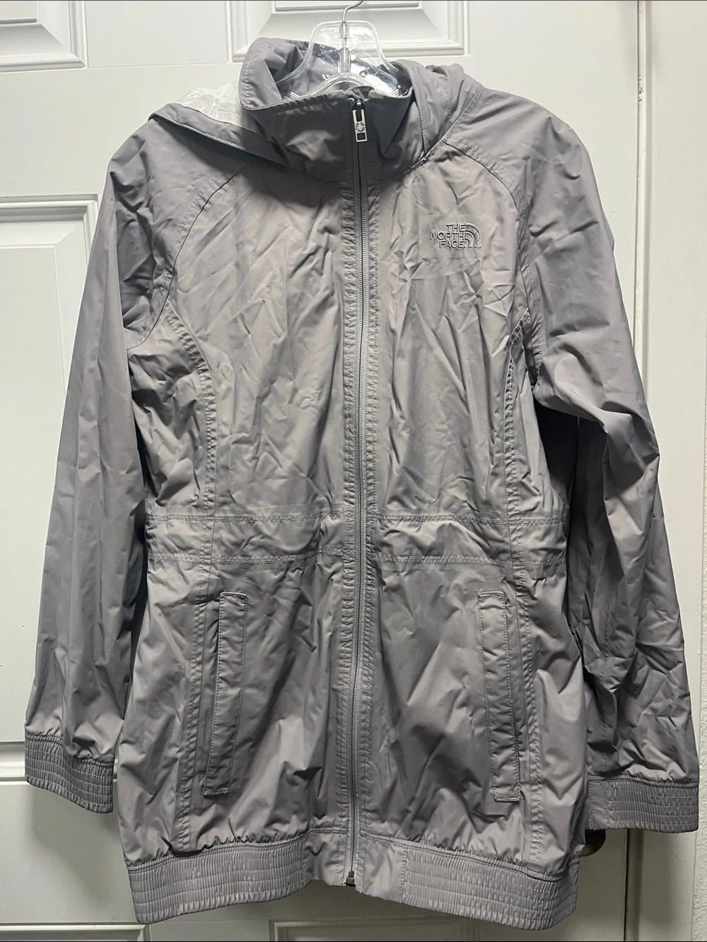 The North Face Light Gray women’s' Hooded Rain Jacket